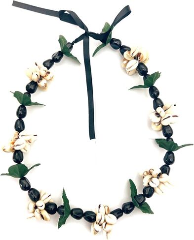 تخرج ملون بلينغ أسود كوكوي نوت جوز قلادة مخرجة مكتنزة Luau Leis Ribbon Bow Necklace للنساء للنساء إكسسوارات التخرج هاواي هدية in Saudi Arabia