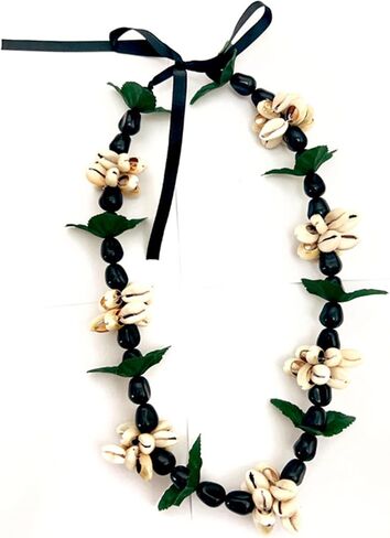 تخرج ملون بلينغ أسود كوكوي نوت جوز قلادة مخرجة مكتنزة Luau Leis Ribbon Bow Necklace للنساء للنساء إكسسوارات التخرج هاواي هدية in Saudi Arabia