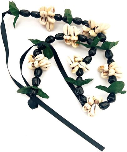 تخرج ملون بلينغ أسود كوكوي نوت جوز قلادة مخرجة مكتنزة Luau Leis Ribbon Bow Necklace للنساء للنساء إكسسوارات التخرج هاواي هدية in Saudi Arabia