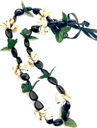 تخرج ملون بلينغ أسود كوكوي نوت جوز قلادة مخرجة مكتنزة Luau Leis Ribbon Bow Necklace للنساء للنساء إكسسوارات التخرج هاواي هدية in Saudi Arabia