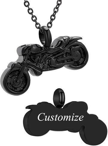 Motorcycle Urn Necklace for Ashes Stainless Steel Keepsake Penadant Locket Memorial Cremation Jewelry for Men Women in Saudi Arabia