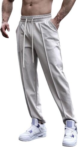 ANUFER Mens Joggers Sweatpants Open Hem Tracksuit Bottoms Causal Running Workout Trousers with Pockets in Saudi Arabia
