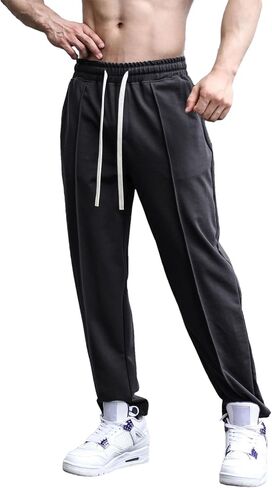 ANUFER Mens Joggers Sweatpants Open Hem Tracksuit Bottoms Causal Running Workout Trousers with Pockets in Saudi Arabia
