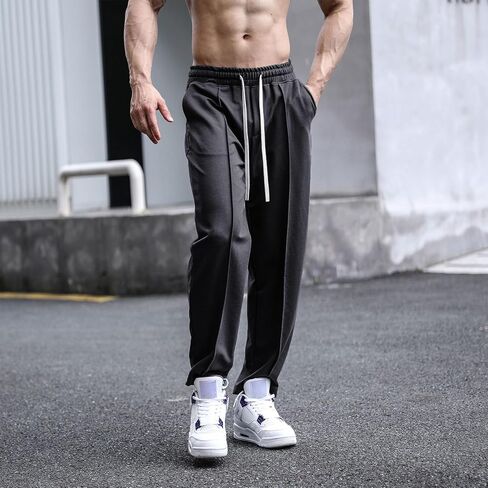 ANUFER Mens Joggers Sweatpants Open Hem Tracksuit Bottoms Causal Running Workout Trousers with Pockets in Saudi Arabia