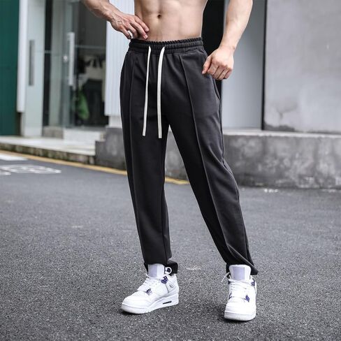 ANUFER Mens Joggers Sweatpants Open Hem Tracksuit Bottoms Causal Running Workout Trousers with Pockets in Saudi Arabia