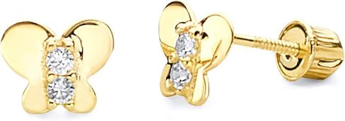 14k REAL Yellow Gold Butterfly Stud Earrings with Screw Back in Saudi Arabia