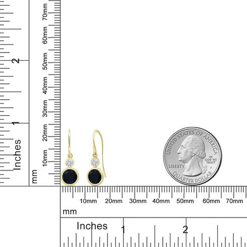 Gem Stone King 14K Yellow Gold Black Onyx and White Moissanite Drop Dangle Earrings For Women (1.80 Cttw, Gemstone December Birthstone, Round 6MM and 3MM) in Saudi Arabia