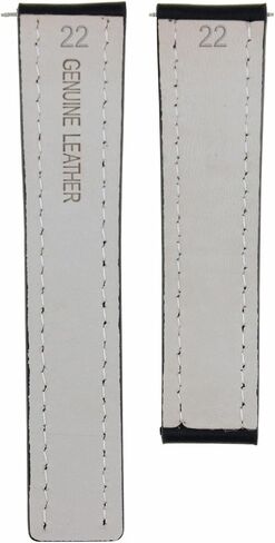 Ewatchparts 22mm Leather Watch Band Strap Smooth Compatible With Breitling Navitimer 22/20mm Clasp Black With White Stitching in Saudi Arabia