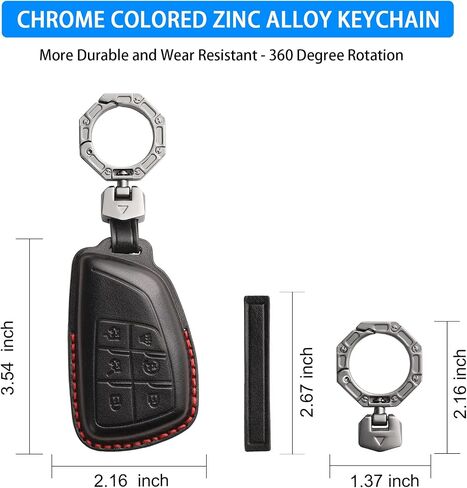 QBUC for Chevy Genuine Leather Key Fob Cover, Smart Key Holder Sleeve Fit for Chevy 2025 2024-2021 Tahoe Suburban GMC Yukon GM Buick, Silverado Sierra 2500HD 3500HD (Black, 6 Buttons) in Saudi Arabia