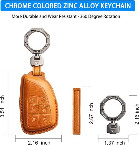 QBUC for Chevy Genuine Leather Key Fob Cover, Smart Key Holder Sleeve Fit for Chevy 2025 2024-2021 Tahoe Suburban GMC Yukon GM Buick, Silverado Sierra 2500HD 3500HD (Black, 6 Buttons) in Saudi Arabia