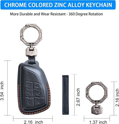 QBUC for Chevy Genuine Leather Key Fob Cover, Smart Key Holder Sleeve Fit for Chevy 2025 2024-2021 Tahoe Suburban GMC Yukon GM Buick, Silverado Sierra 2500HD 3500HD (Black, 6 Buttons) in Saudi Arabia