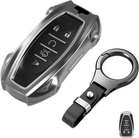 Key Fob Cover with Keychain Zinc Alloy Metal Key Fob Case Compatible with Equinox Malibu Camaro Tahoe Silverado Traverse Sonic Cruze Bolt Volt (Square Metal Buckle) in Saudi Arabia