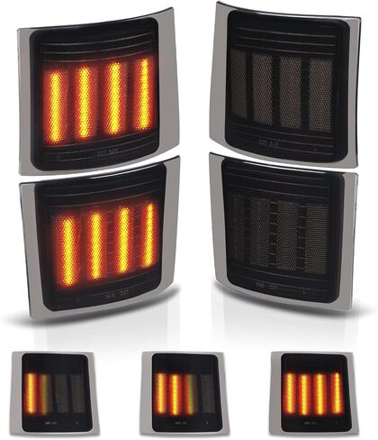 Gempro Sequential Amber LED Corner Side Marker Turn Signal Lights for Chevy C/K 1500 2500 3500 1994-1998 C10 Pickup Truck Silverado Suburban Tahoe Front Grill Lights, 4PCS (Smoked Len) in Saudi Arabia