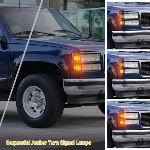 Gempro Sequential Amber LED Corner Side Marker Turn Signal Lights for Chevy C/K 1500 2500 3500 1994-1998 C10 Pickup Truck Silverado Suburban Tahoe Front Grill Lights, 4PCS (Smoked Len) in Saudi Arabia