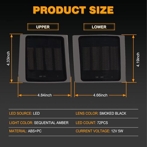 Gempro Sequential Amber LED Corner Side Marker Turn Signal Lights for Chevy C/K 1500 2500 3500 1994-1998 C10 Pickup Truck Silverado Suburban Tahoe Front Grill Lights, 4PCS (Smoked Len) in Saudi Arabia