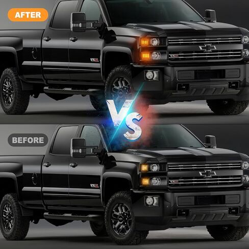 Gempro Sequential Amber LED Corner Side Marker Turn Signal Lights for Chevy C/K 1500 2500 3500 1994-1998 C10 Pickup Truck Silverado Suburban Tahoe Front Grill Lights, 4PCS (Smoked Len) in Saudi Arabia