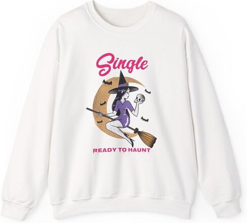 Single Ready to Haunt Witch Halloween Sweatshirt for Women/Ready to Mingle/Girl Witchy Vibe/Her Breakup Gift/Gift for Singles in Saudi Arabia