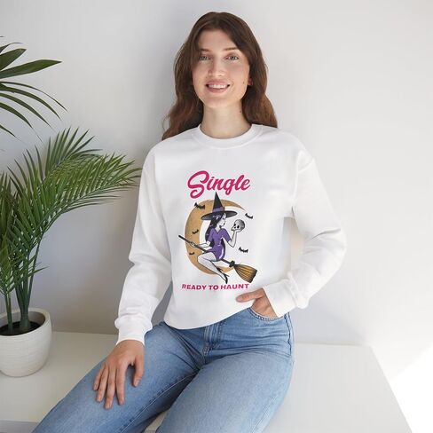 Single Ready to Haunt Witch Halloween Sweatshirt for Women/Ready to Mingle/Girl Witchy Vibe/Her Breakup Gift/Gift for Singles in Saudi Arabia