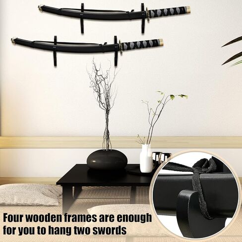 4 Sets Wooden Sword Hook Wall Mount Adjustable Samurai Sword Hanger Katana Wall Mount Sword Holder Sword Stand Decorative Katana Holder Martial Arts Weapon Display Stands Supplies with Nails in Kuwait
