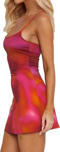 Women's Spaghetti Strap Mini Dress Summer Sexy Floral Backless Bodycon Short Cami Dress Casual Beach Vacation Outfits in Kuwait