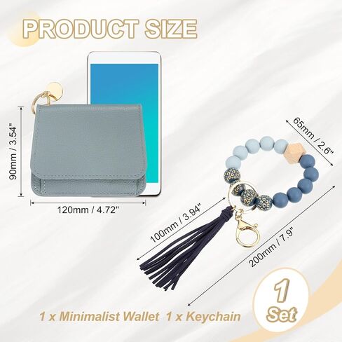 PATIKIL Silicone Wooden Bead Bracelet Keychain Wristlet Wallet, Zipper Coin Wallets with ID Window for Women in Kuwait