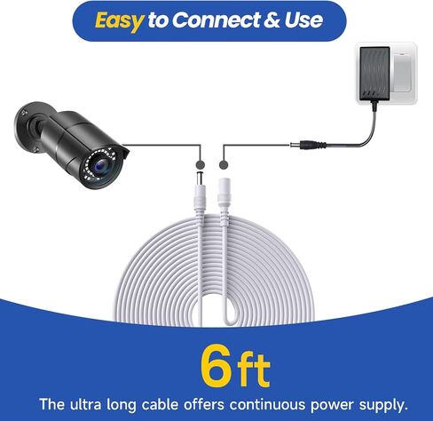 Power Extension Cable, 2 Pack 33ft (10M) 2.1mm x 5.5mm, Compatible with Universal 12V DC Adapter Cord or Wall Charger for Security Camera IP Camera/DVR/NVR System (2Pack, White) in Saudi Arabia