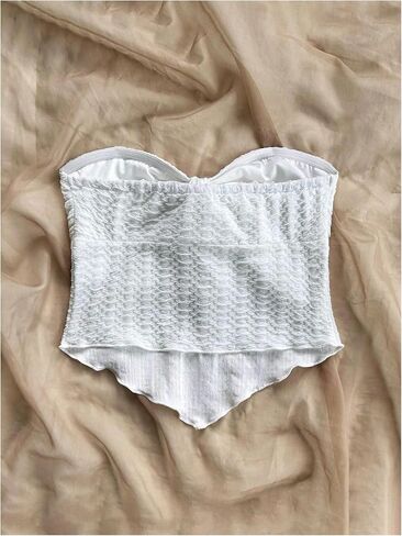 Gorglitter Women's Bow Bow Tube Top Top Asymetrical Scleveless Open Back Bandeau Tops Summer Cute Out Top in Saudi Arabia