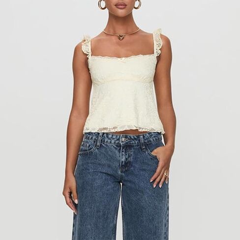 Women Y2k Floral Lace Halter Tank Tops Summer Sexy Going Out Tops Sleeveless Open Back Low Cut Tanks in Kuwait