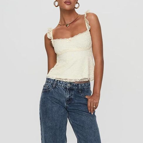 Women Y2k Floral Lace Halter Tank Tops Summer Sexy Going Out Tops Sleeveless Open Back Low Cut Tanks in Kuwait