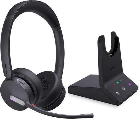 Yealink WH64 Dual UC DECT & Bluetooth Wireless Headset, 606ft Range,Zoom,Skype Certified,On Ear Work Wired Headphone with 3X Noise Cancelling Mic, 32 Talk Time, Office Desk IP Phone, PC,Computer in Saudi Arabia