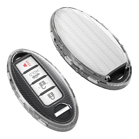 TANGSEN Key Fob Case TPU Cover Compatible with Infiniti EX FX G JX M Q QX Nissan Altima Armada Cube GT-R Murano Versa Transparent Carbon Fiber Texture 2 3 4 5 6 Button Protective Key Shell in Saudi Arabia