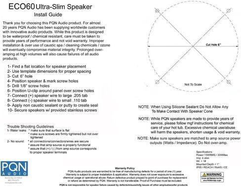 PQN Audio Eco60-4BK 6 inch Waterproof Marine Speaker for RV, Camper, Cabinet and Golf Carts. Chemical and UV Resistant. Wall and Floor Mount Outdoor Speakers in Saudi Arabia