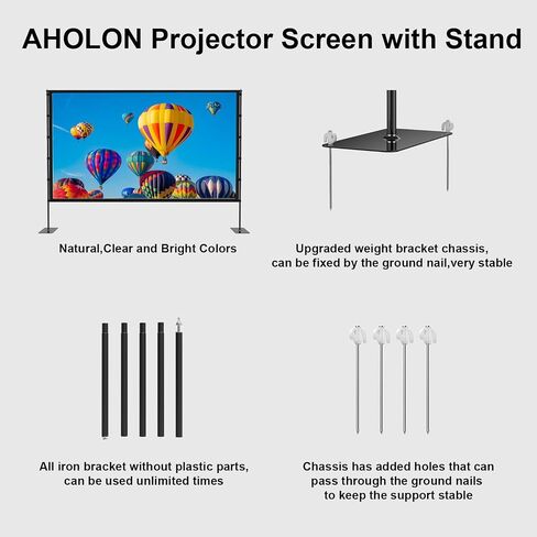 Outdoor Projector Screen with Stand - 120 inch Portable Projector Screen Indoor Outdoor Projector Screen 16:9 4K HD Outdoor Movie Screen with Carry Bag,Enioy Home Theater Projection Screen. in Saudi Arabia