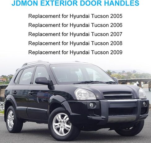 jdmon 4pcs استبدال مقبض الباب الخارجي الأسود لـ Hyundai Tucson 2005-2009 السائق الأيسر الخلفي الأمامي يمين السائق الأيمن خارج مجموعة مقبض الباب الخارجي للاستبدال لـ 82650-2e000 82660-2e000 83650-2e000 in Saudi Arabia