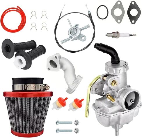 PZ20 Carburetor Kit with Thumb Throttle, Air Filter, Fuel Line & Gaskets for 50cc 70cc 90cc 110cc 125cc ATV Quad 4 Wheeler TaoTao Coolster Kazuma Baja SunL Roketa Lifan Chinese 4-Stroke Engine Parts in Saudi Arabia