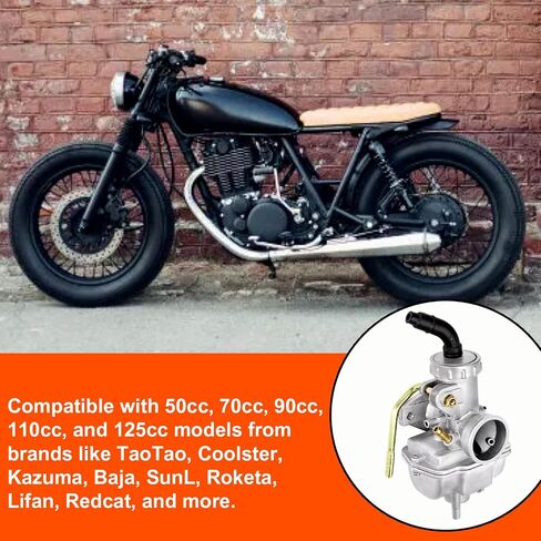 PZ20 Carburetor Kit with Thumb Throttle, Air Filter, Fuel Line & Gaskets for 50cc 70cc 90cc 110cc 125cc ATV Quad 4 Wheeler TaoTao Coolster Kazuma Baja SunL Roketa Lifan Chinese 4-Stroke Engine Parts in Saudi Arabia