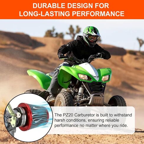 PZ20 Carburetor Kit with Thumb Throttle, Air Filter, Fuel Line & Gaskets for 50cc 70cc 90cc 110cc 125cc ATV Quad 4 Wheeler TaoTao Coolster Kazuma Baja SunL Roketa Lifan Chinese 4-Stroke Engine Parts in Saudi Arabia