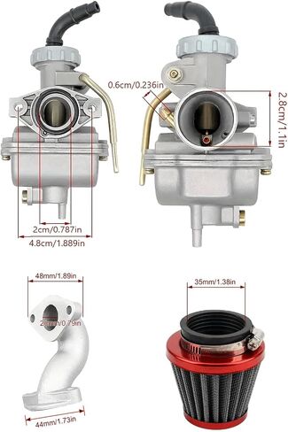 PZ20 Carburetor Kit with Thumb Throttle, Air Filter, Fuel Line & Gaskets for 50cc 70cc 90cc 110cc 125cc ATV Quad 4 Wheeler TaoTao Coolster Kazuma Baja SunL Roketa Lifan Chinese 4-Stroke Engine Parts in Saudi Arabia