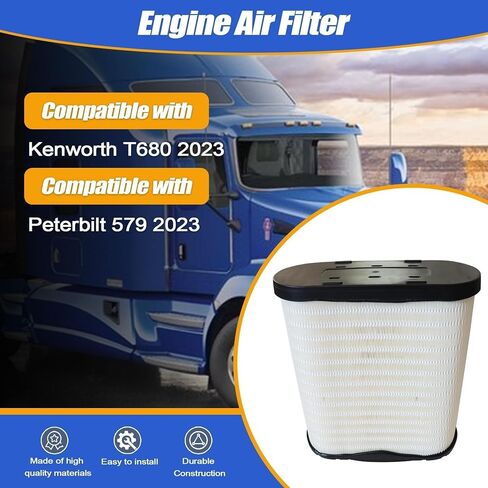 XQSMWF D37-1061 مرشح الهواء المحرك متوافق مع Kenworth T680 2023 ، مناسب لـ Peterbilt 579 2023 ، D371061 D37-1061 in Saudi Arabia