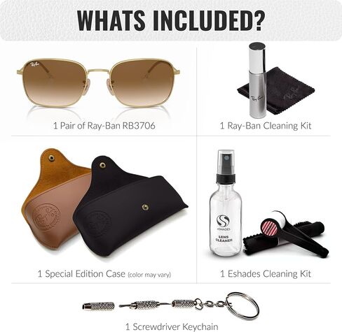 Ray-Ban RB3706 Square-Round Shape Sunglasses with Official Eyewear Kit Bundle in Saudi Arabia