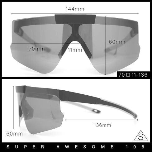 Polarized Mens Flip Up Rimless Oversized Shield Plastic Sport Sunglasses in Saudi Arabia