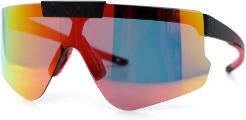 Polarized Mens Flip Up Rimless Oversized Shield Plastic Sport Sunglasses in Saudi Arabia