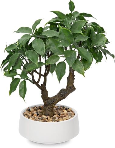 Artificial Bonsai Tree, Small Bay Laurel Bonsai Tree 13" Indoor Bonsai Tree Fake Potted Plant Decorative Fake Desk Plant Decor with Ceramic Pot for Home Office Living Room Bedroom Bathroom Table Shelf in Saudi Arabia