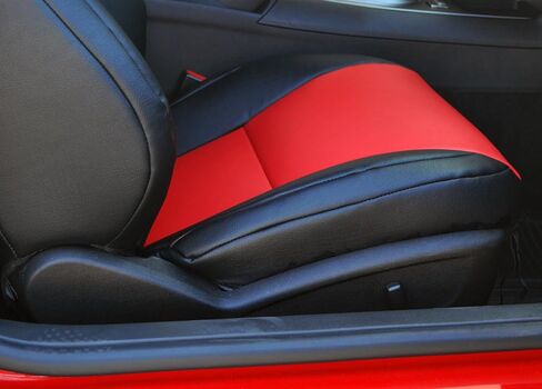 Iggee 2010-2015 Chevy Camaro Premium Leatherette Custom Made 3D Surround fit 2 Front seat Cover (Black/Red) in Kuwait