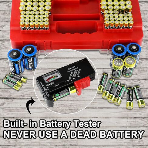 Battery Storage Organizer,Battery Organizer Storage Case with Tester,230+ Batteries Garage Organization Container Box for AA AAA C D 9V(No Batteries , Grey ) in Saudi Arabia