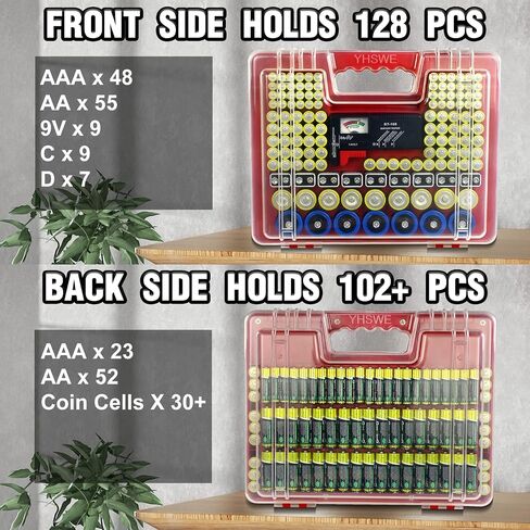 Battery Storage Organizer,Battery Organizer Storage Case with Tester,230+ Batteries Garage Organization Container Box for AA AAA C D 9V(No Batteries , Grey ) in Saudi Arabia