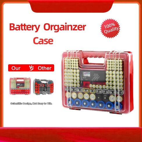 Battery Storage Organizer,Battery Organizer Storage Case with Tester,230+ Batteries Garage Organization Container Box for AA AAA C D 9V(No Batteries , Grey ) in Saudi Arabia