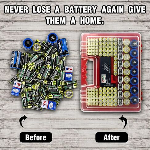 Battery Storage Organizer,Battery Organizer Storage Case with Tester,230+ Batteries Garage Organization Container Box for AA AAA C D 9V(No Batteries , Grey ) in Saudi Arabia