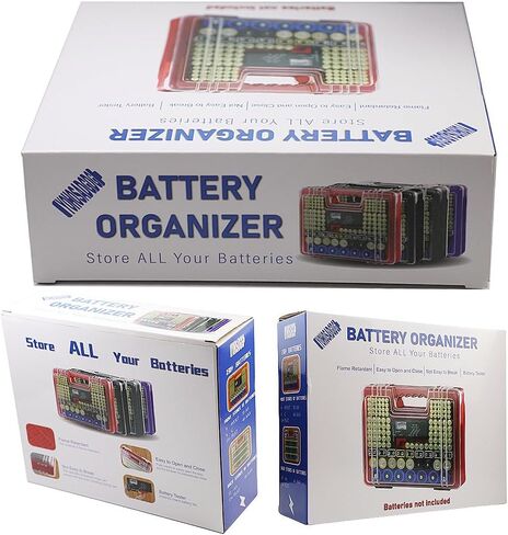 Battery Storage Organizer,Battery Organizer Storage Case with Tester,230+ Batteries Garage Organization Container Box for AA AAA C D 9V(No Batteries , Grey ) in Saudi Arabia