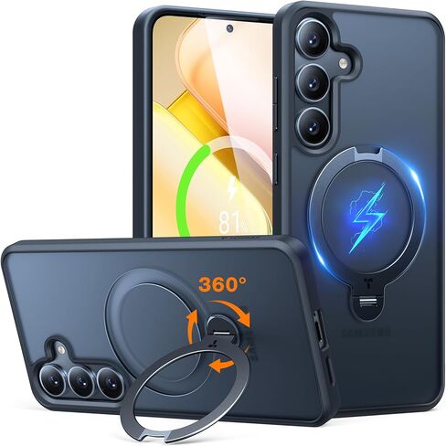 TORRAS 360°Spin Magnetic Stand for Samsung Galaxy S24 Ultra Case, Compatible with Magsafe, Military Grade Shockproof Slim Protective S24 Ultra Case with Kickstand & Ring Holder, Ostand Spin, Black in Kuwait